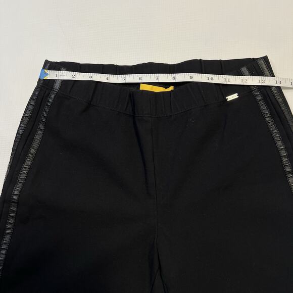 St John Pants Womens Small Black Skinny Leg Pull On Dress Career Leather Trim - Picture 6 of 11